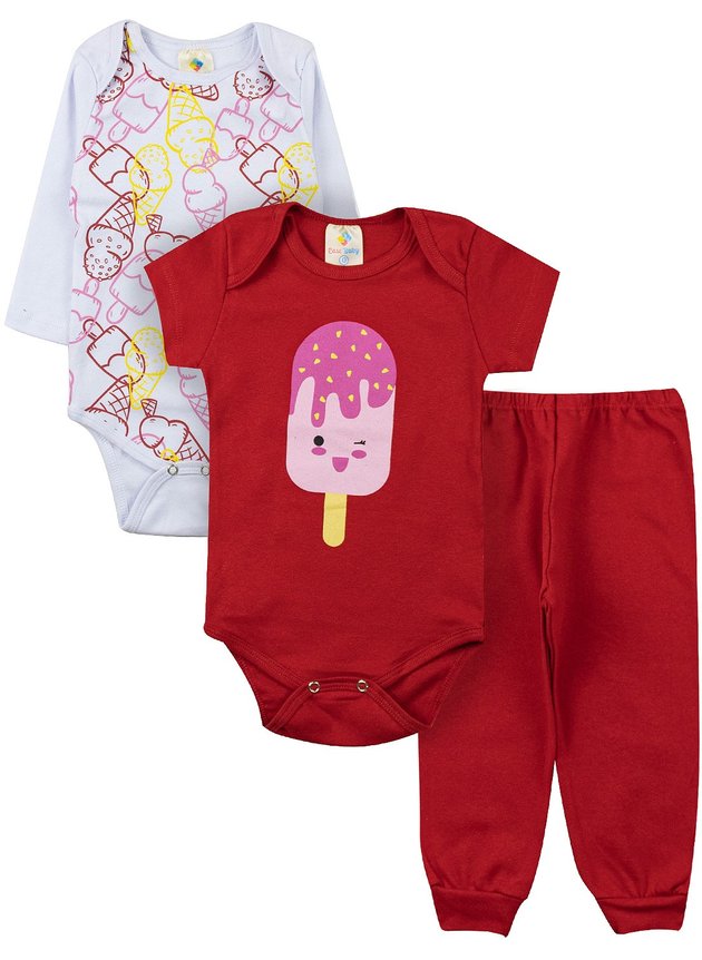 Kit Body Infantil Sorvete Branco 201210 - Ease