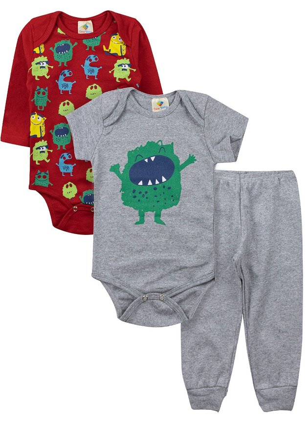Kit Body Infantil Monstrinhos Vermelho 201203 - Ease