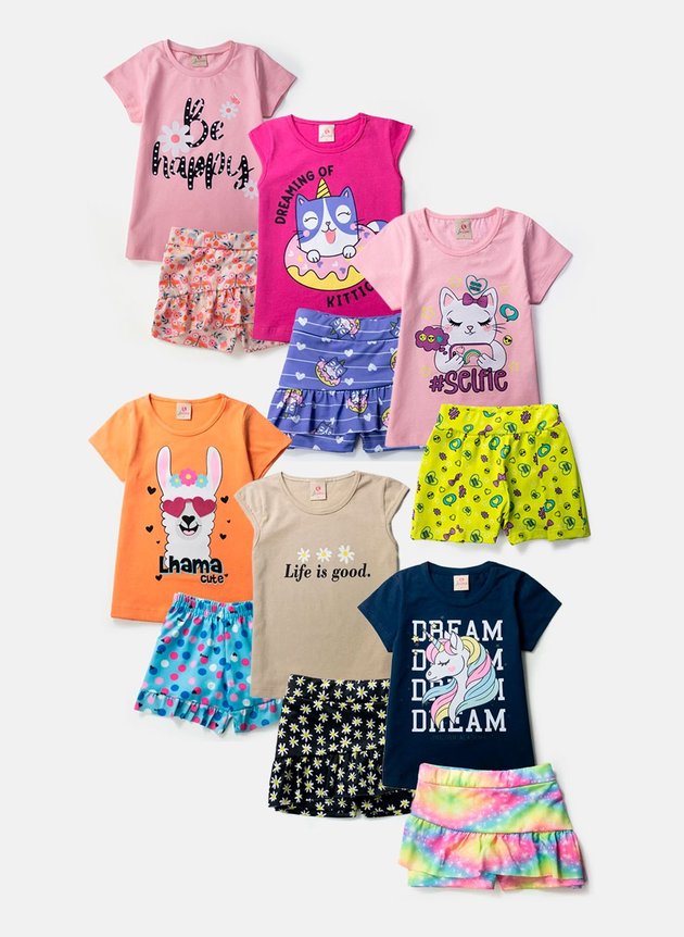Kit 6 Conjuntos Infantil Menina Feminino Atacado Barato 2 ao 8