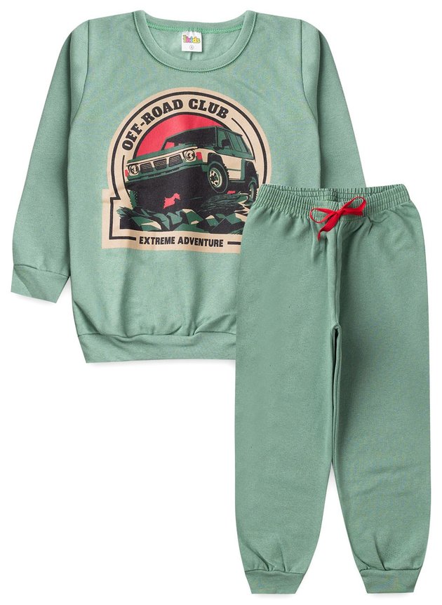 Conjunto Infantil Masculino  Moletom Off Road Club Verde 1775 - Labelli
