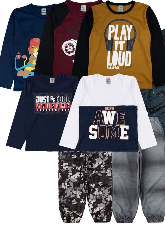 Kit 5 Conjunto Infantil Masculino Keki Boys Play It